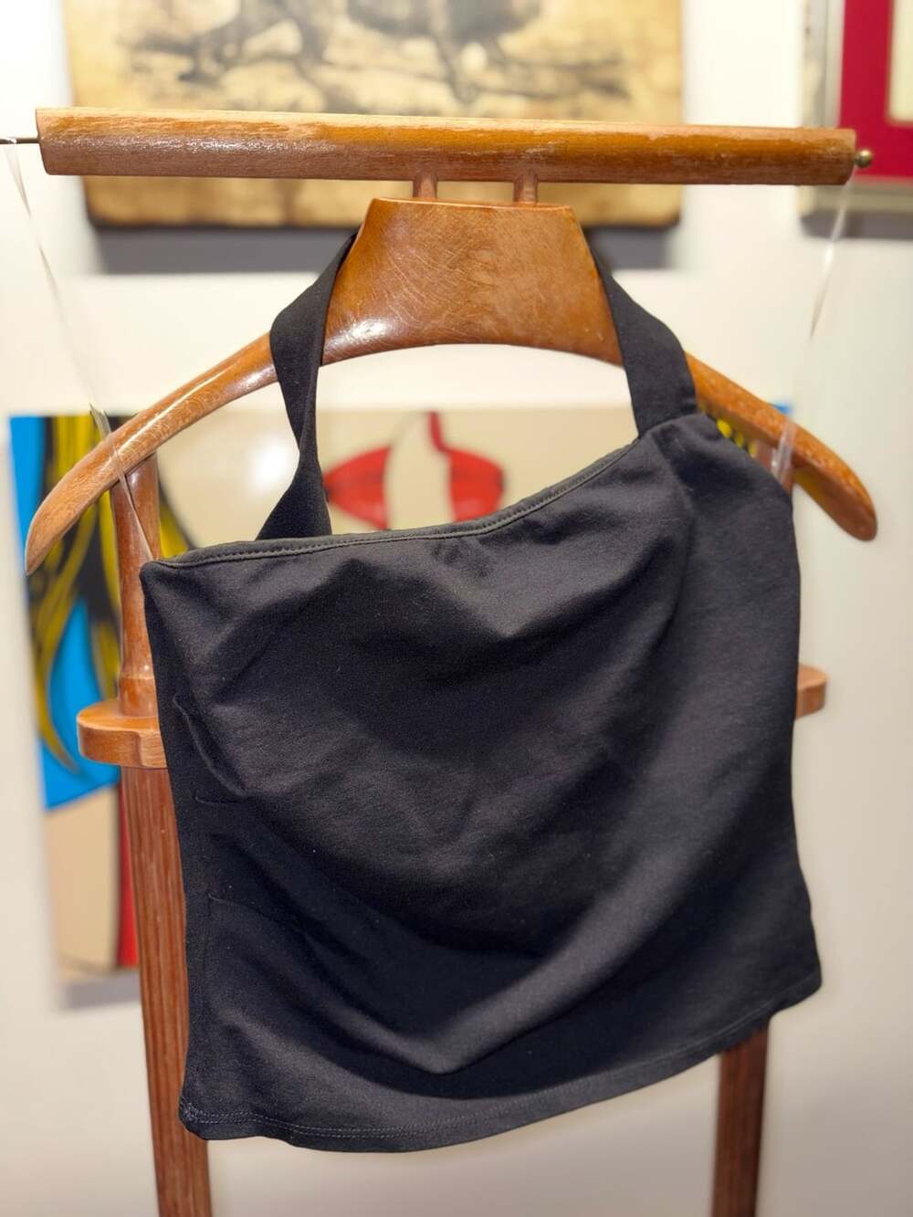 Chocolate USA One Strap Halter Crop Top Black